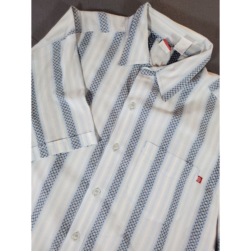 Ocean Pacific Mens Shirt Button Up S/S M Cotton & Polyester All Over Pattern